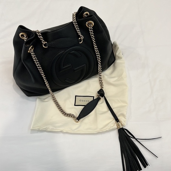 Black, medium Gucci Soho chain shoulder bag - Picture 2 of 16